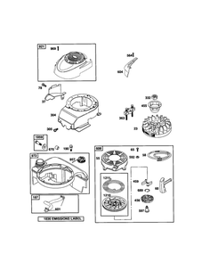 Rewind Starter/Fuel Tank Diagram and Parts List for 124T05-0848-EA  Briggs and Stratton Engine